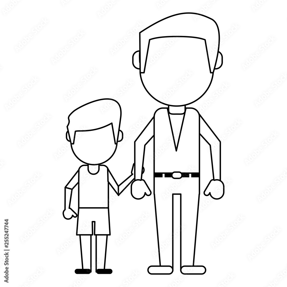 Family avatar faceless cartoon in black and white