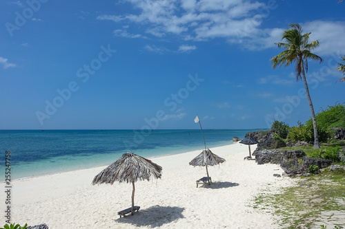 Beach Umbrellas on Exotic Bantayan Island - Cebu, Philippines photo