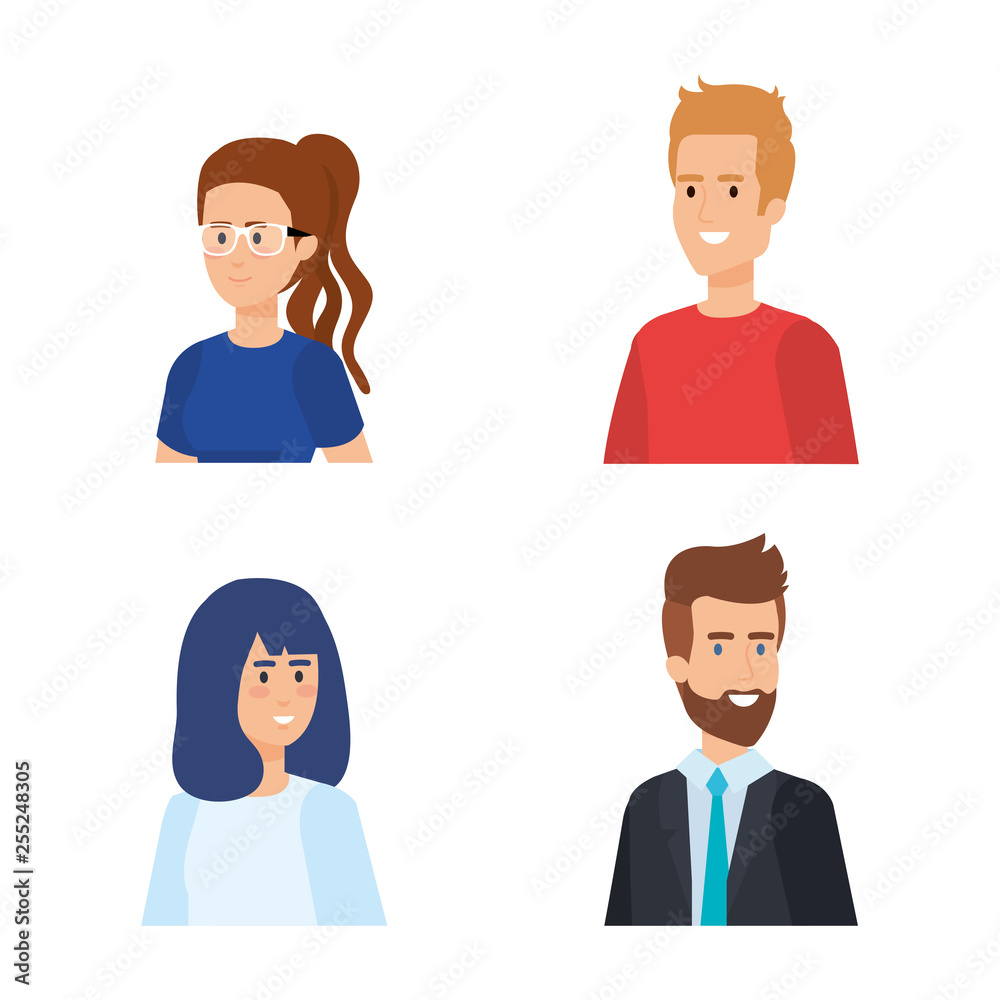 set beauty women and attractive men with hairstyle set beauty women and attractive men with hairstyle