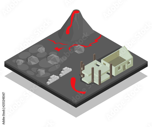 Catastrophe concept banner. Isometric banner of catastrophe vector concept for web, giftcard and postcard