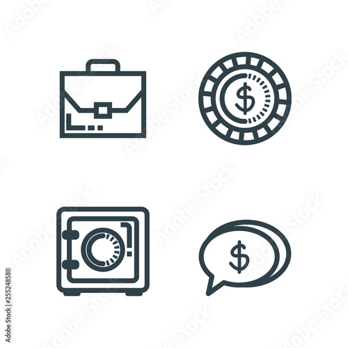 set briefcase with strong box and coin