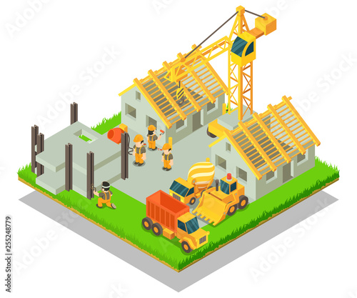 Township concept banner. Isometric banner of township vector concept for web, giftcard and postcard