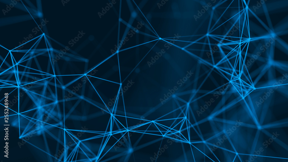 Big data visualization. Abstract background with connecting dots and lines. 3D rendering. High resolution. Big data visualization. Abstract background with connecting dots and lines. 3D rendering. High resolution.