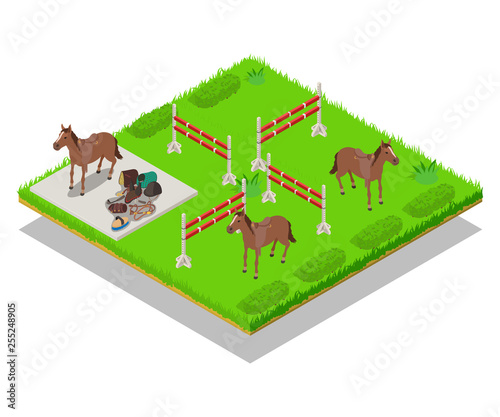 Gallop concept banner. Isometric banner of gallop vector concept for web, giftcard and postcard