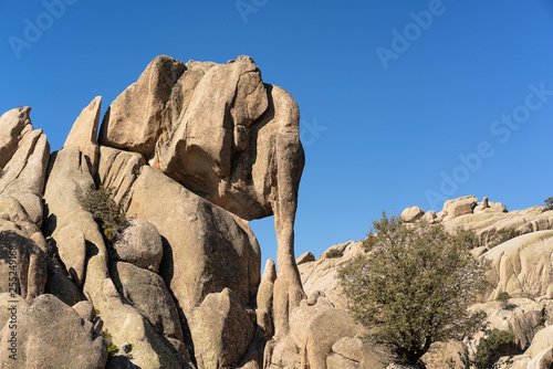 The granite rock of the Elefantito in La Pedriza, National Park of mountain range of Guadarrama in Manzanares El Real, Madrid, Spain.