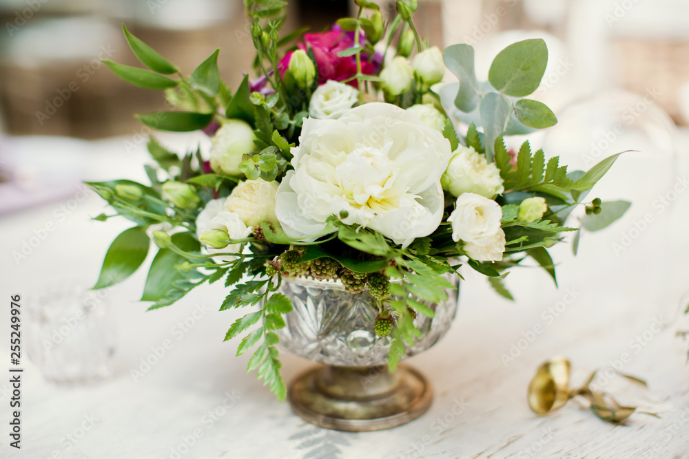 flower composition with white and pink flowers flower composition with white and pink flowers