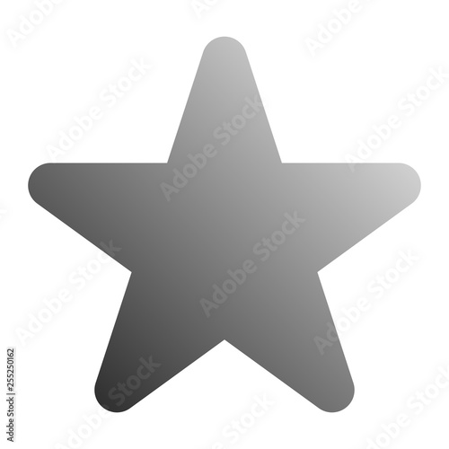 Star symbol icon - gray gradient  5 pointed rounded  isolated - vector