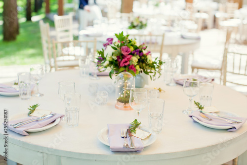 table setting and flower compositions
