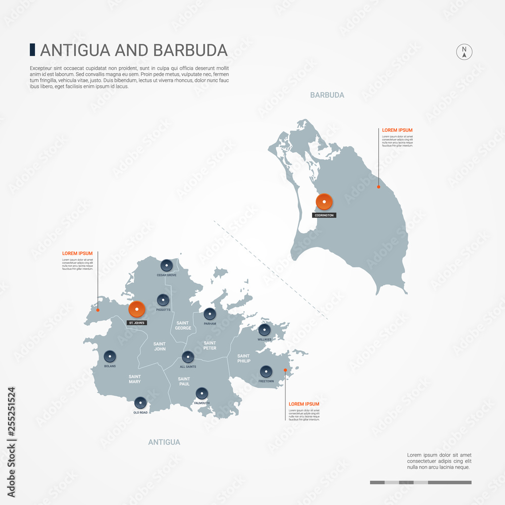 Antigua And Barbuda Map With Borders Cities Capital And 1000 F 255251524 HYzLJJNfhkt3GbKTH09hBDY4UM1ZP06x