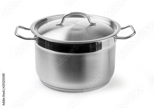stainless steel cooking pot isolated on white