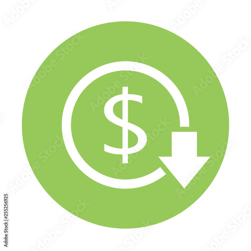 Reduce costs button icon. Business clipart isolated on white background