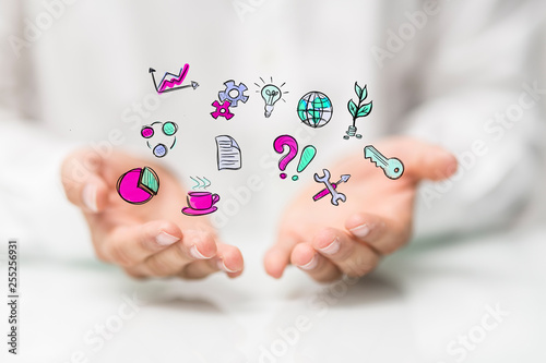 managment business icons in...