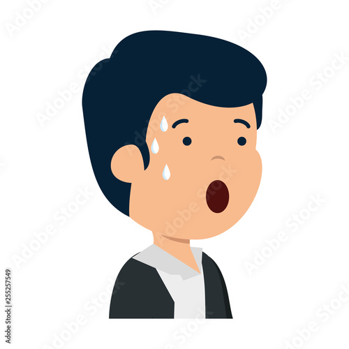 young sad man sweating character