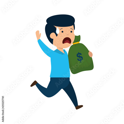 depressed man for money with money bag