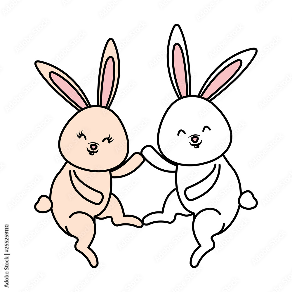Fototapeta premium cute rabbits characters icon