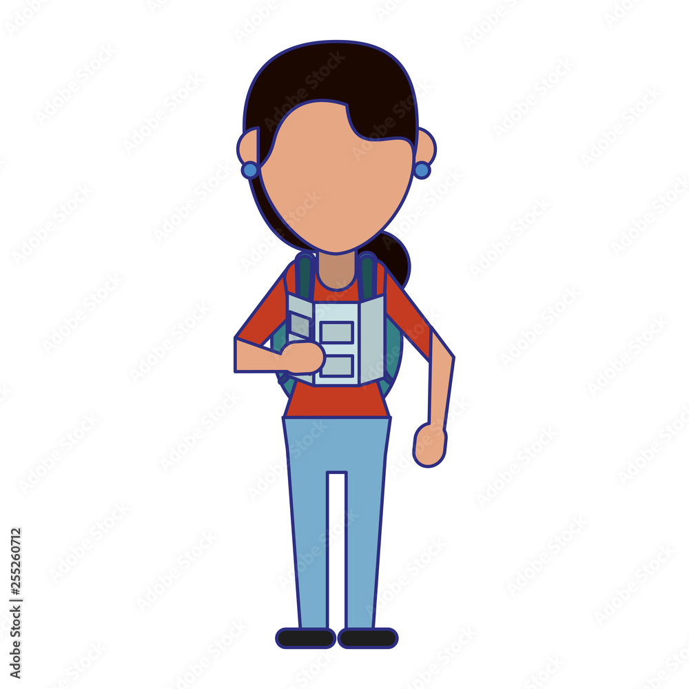 Tourist woman avatar blue lines Tourist woman avatar blue lines