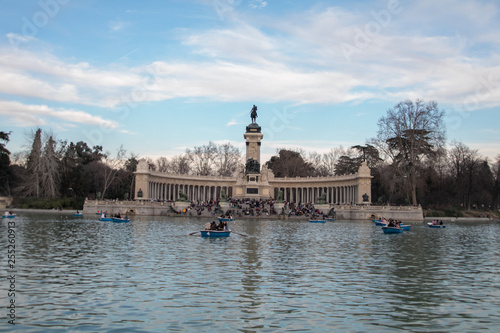 Monument to King Alfonso XII is located in Buen Retiro Park, Madrid, Spain