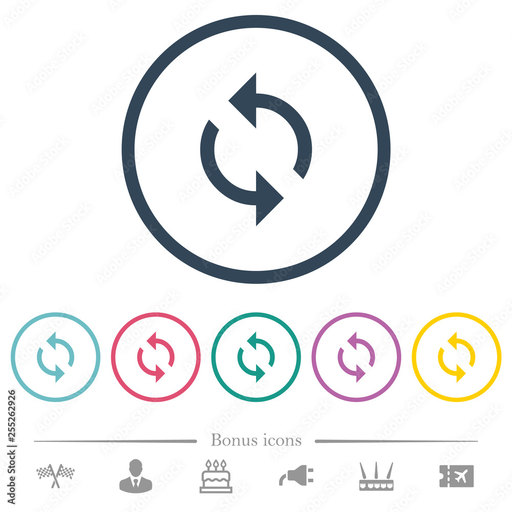 Programming loop flat color icons in round outlines Programming loop flat color icons in round outlines