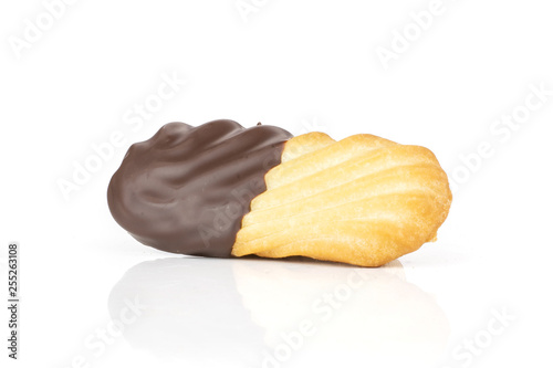 One whole lazy cookie with chocolate isolated on white background