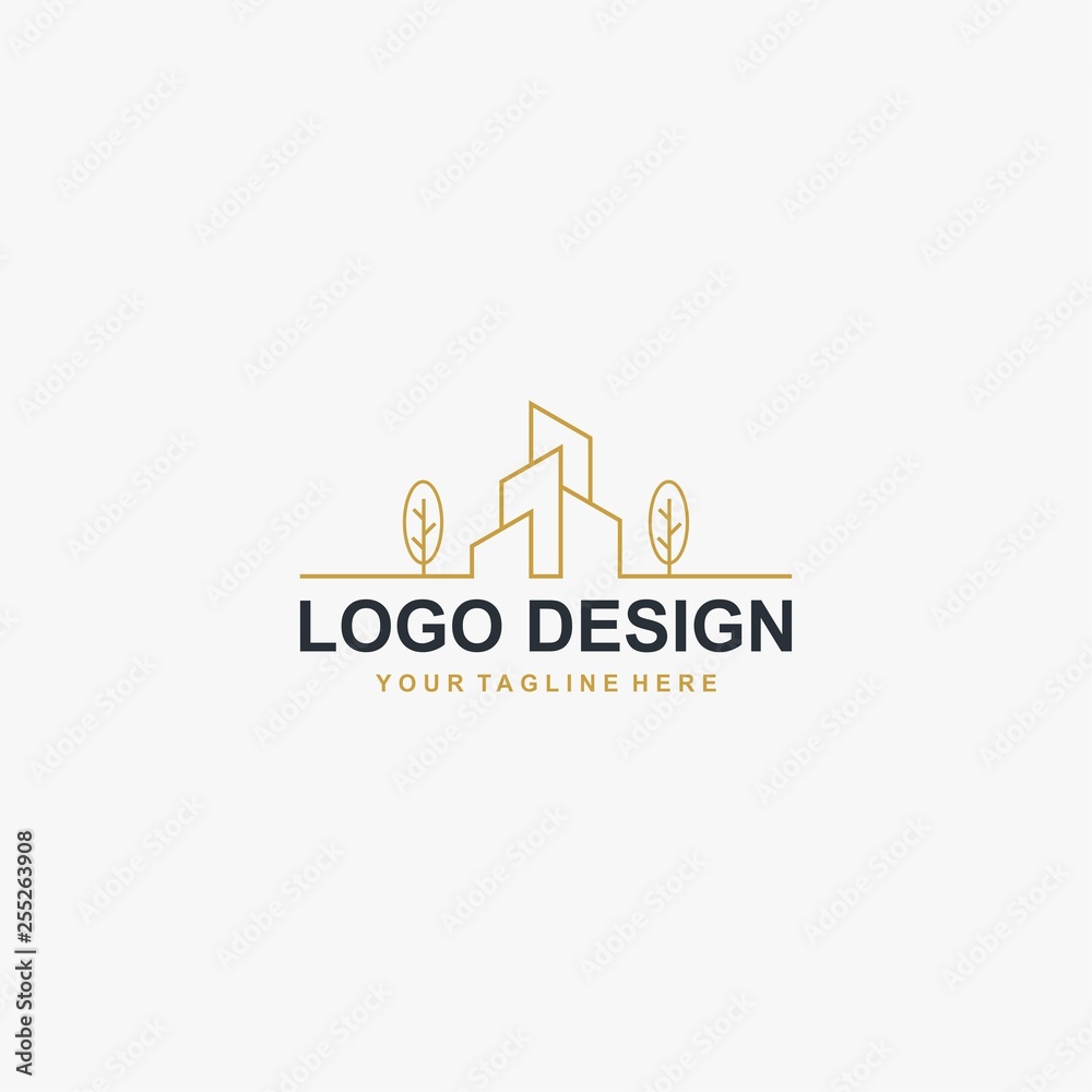 Real estate logo design. Outline home logo. Real estate logo design. Outline home logo.