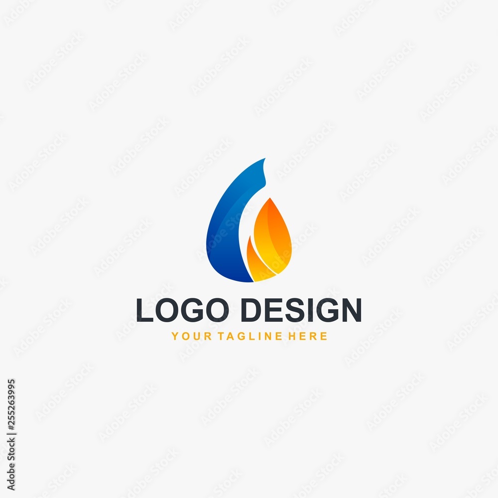Gas energy fire logo design vector