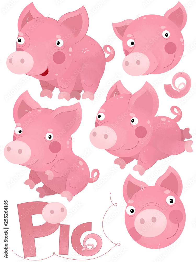 cartoon scene with pig set on white background - illustration for children cartoon scene with pig set on white background - illustration for children