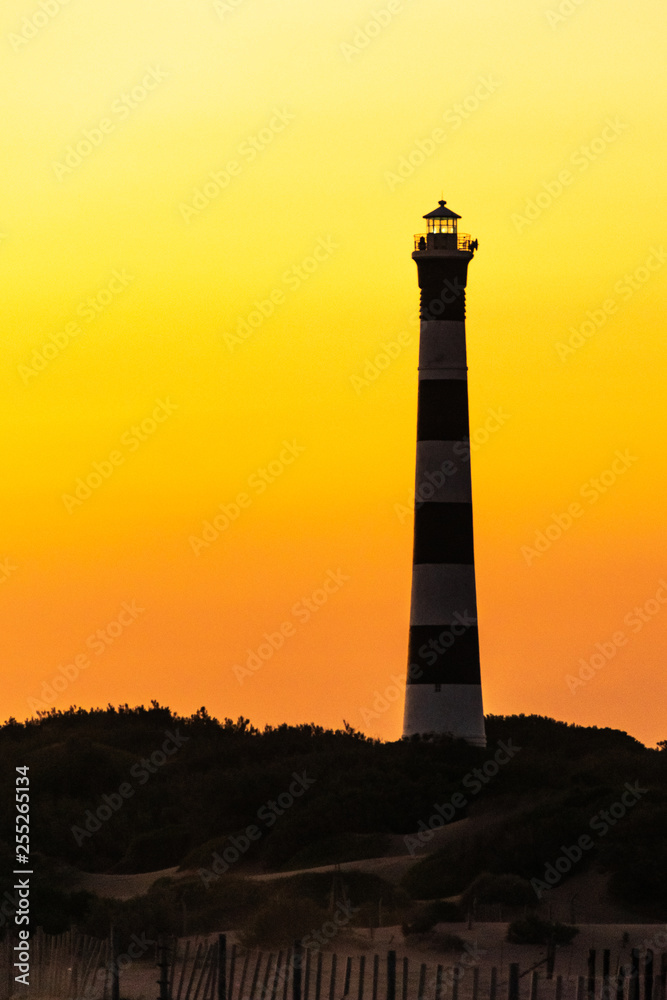 Lighthouse at sunset in Buenos Aires near Atlantic Ocean