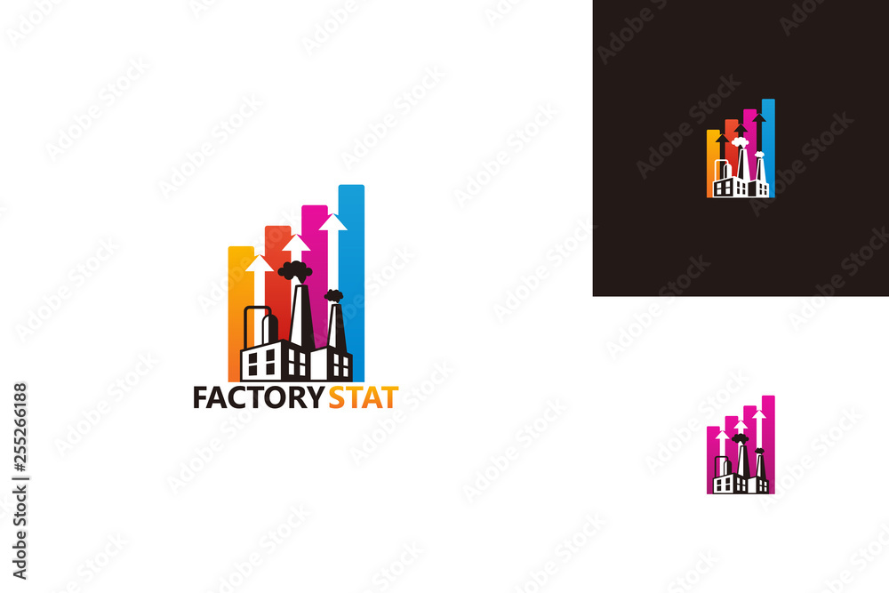 Factory Statistic Logo Template Design Vector, Emblem, Design Concept, Creative Symbol, Icon