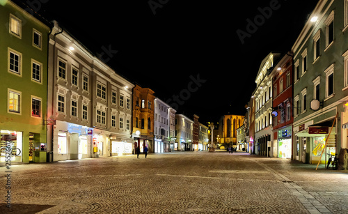 Photography Central street of Villach at night, Austria.