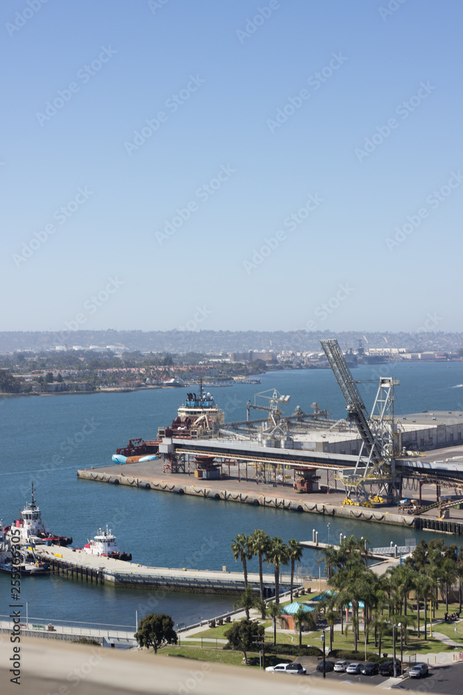 The Port of San Diego, California, landscape, city industrial panorama