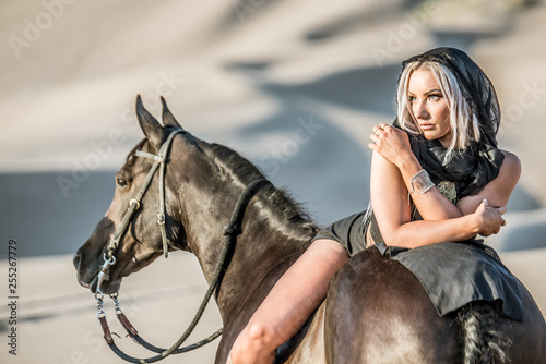 Desert Model and Her Horse photo