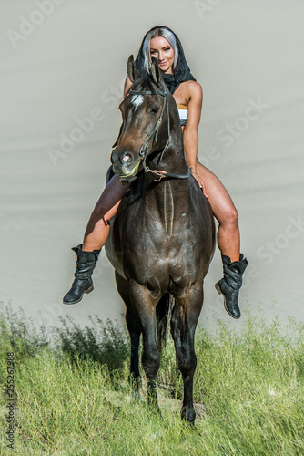 Desert Model and Her Horse photo