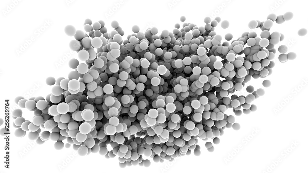 White spheres, balls or molecules floating in organic motion White spheres, balls or molecules floating in organic motion