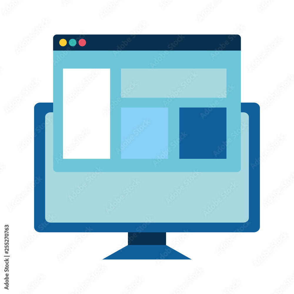 desktop computer with webpage template desktop computer with webpage template
