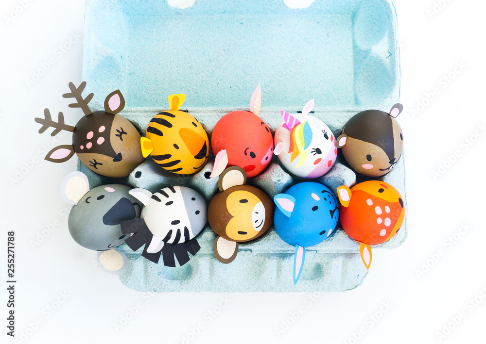 Fototapeta premium Easter holiday concept with cute handmade eggs