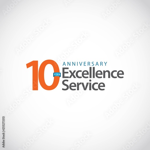 10 Year Anniversary Excellence Service Vector Template Design Illustration