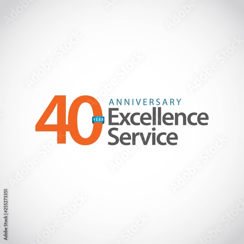 40 Year Anniversary Excellence Service Vector Template Design Illustration