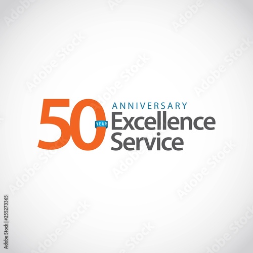 50 Year Anniversary Excellence Service Vector Template Design Illustration