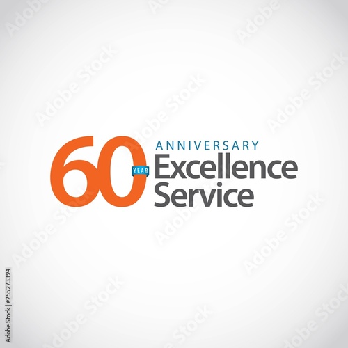 60 Year Anniversary Excellence Service Vector Template Design Illustration