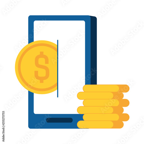 smarphone with coins money