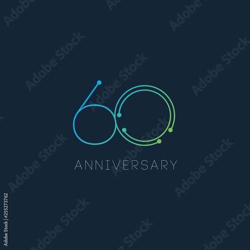 60 Year Anniversary Vector Template Design Illustration