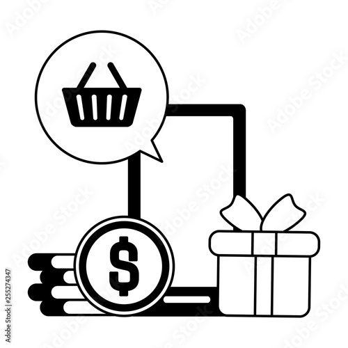 smarphone device with ecommerce icons