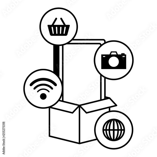 smarphone device with ecommerce icons