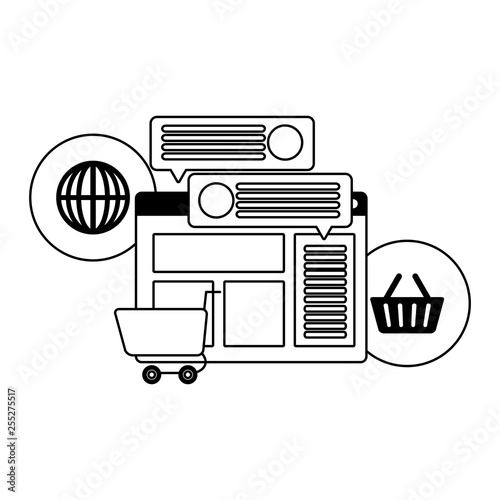 webpage template with ecommerce icons