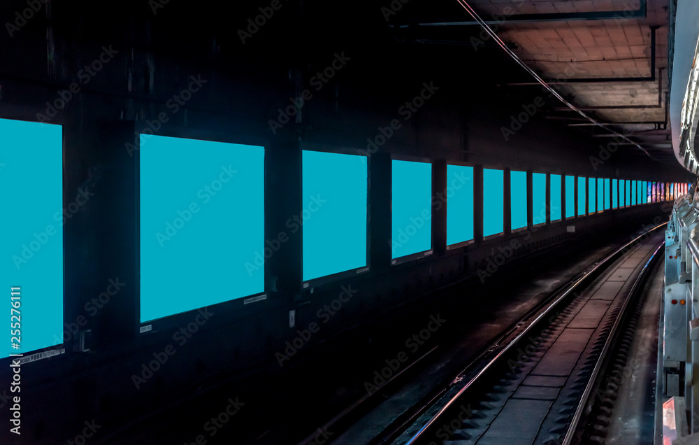 Electronic advertising screens in the subway
