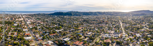 Aerial shot of Santa Barbara California USA, CIty, Streets, Houses Pacific Ocean, Motels photo