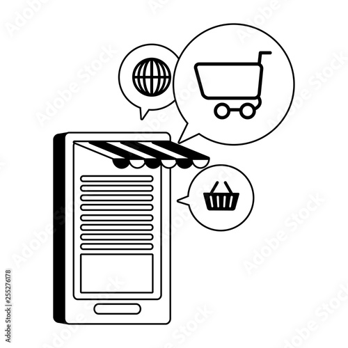 smarphone device with ecommerce icons