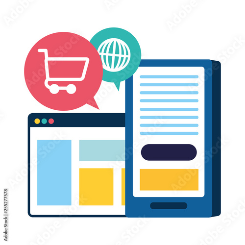 smarphone device with ecommerce icons