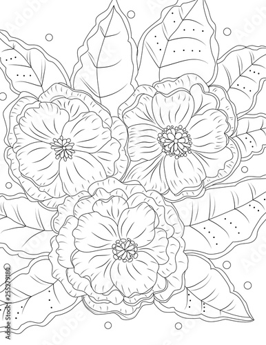 Coloring book for adults and children in black and white, vector illustration