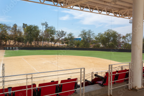 Picture of a public baseball park from the stands